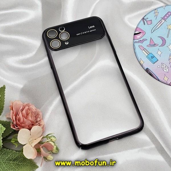 قاب گوشی iPhone 11 Pro Max آیفون طرح طلقی شیشه ای Camera Lens شفاف اورجینال CREATIVE CASE سری Q SERIES رنگ مشکی کد 600